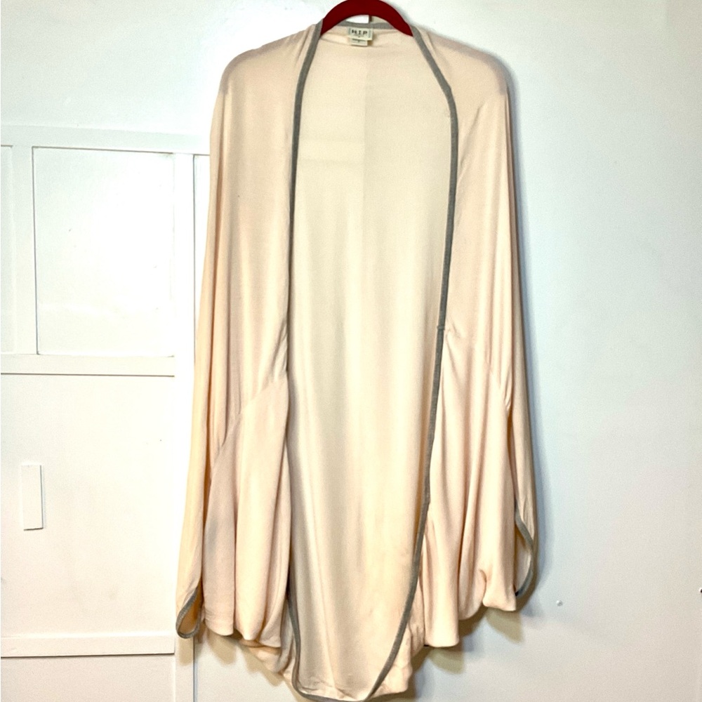 Peach&Grey Open Front Cardigan/Cover-Up w/Scarf